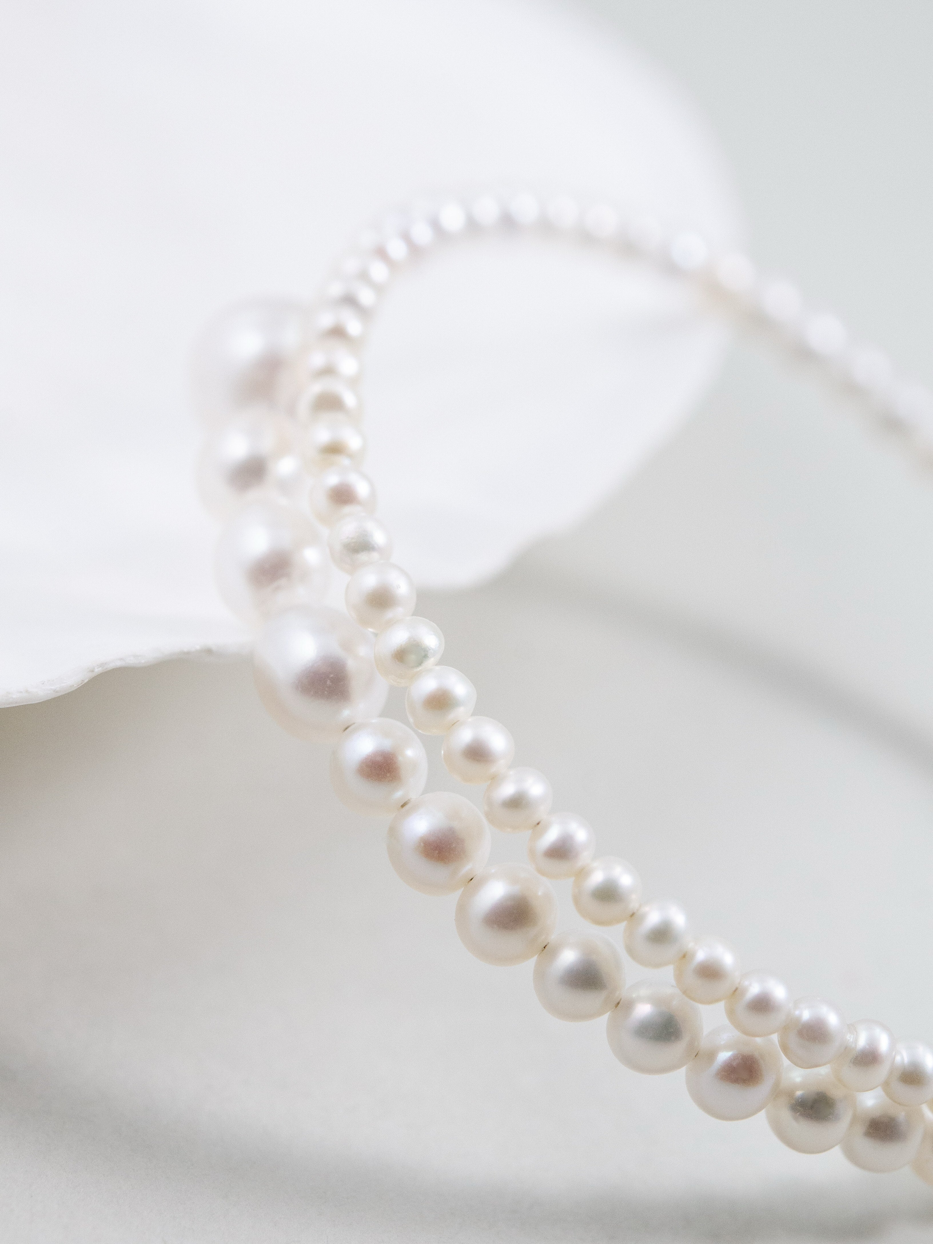 淡水パール ブレスレット 拡大 2連 14kgf 質感