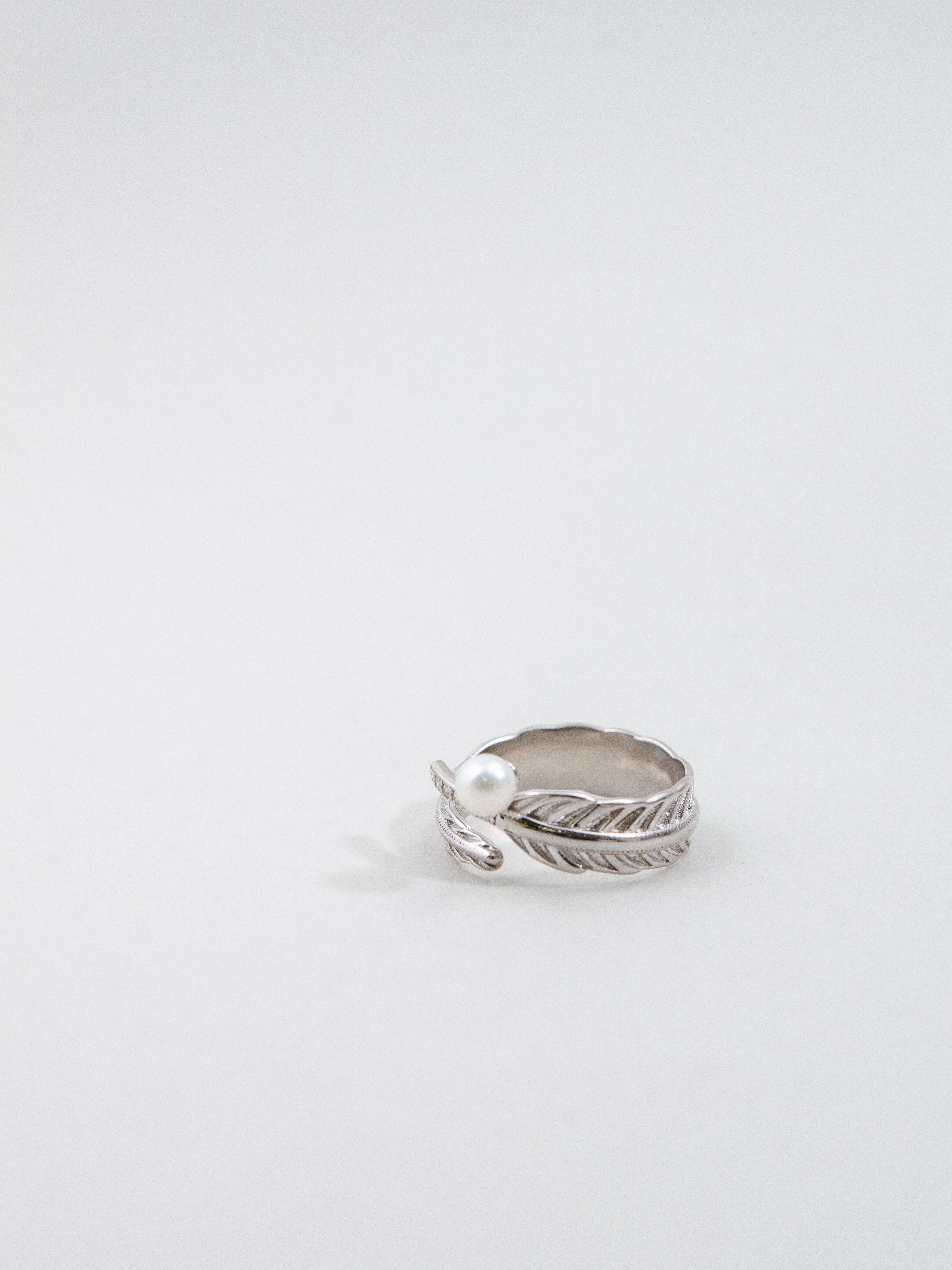 淡水パール & フェザー シルバー リング 天使の羽 SV925