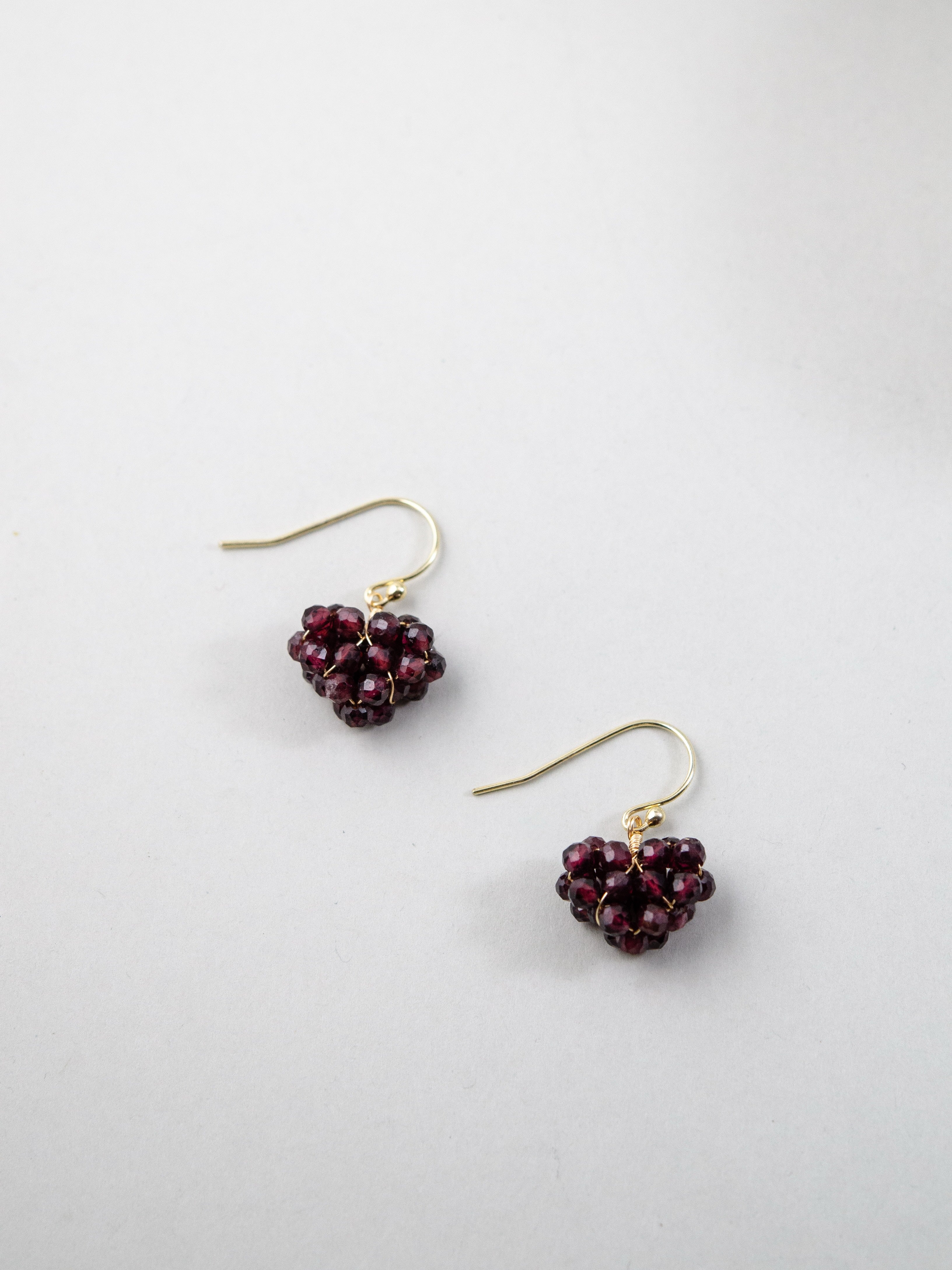 ガーネットの房状ピアス 14kgfフック イヤリング変更可 詳細画像