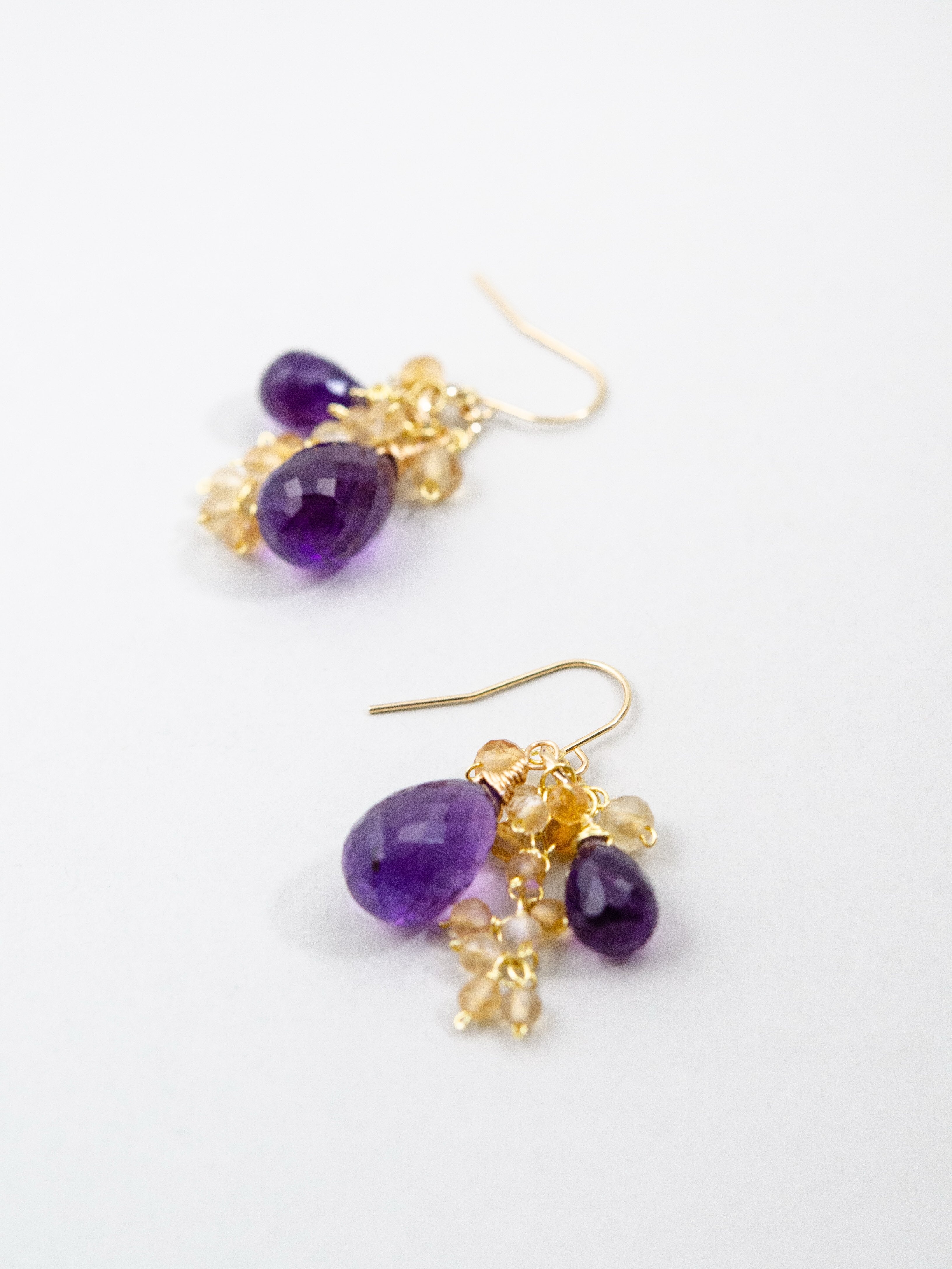 天然石 ピアス 置き画 アメジスト シトリン 組み合わせ ペア