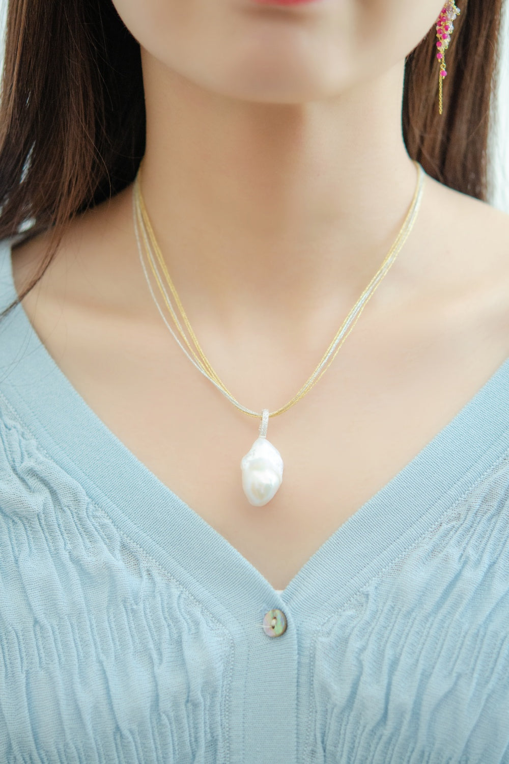 天然石 ジュエリー バロックパール 裏面 形状 自然な形