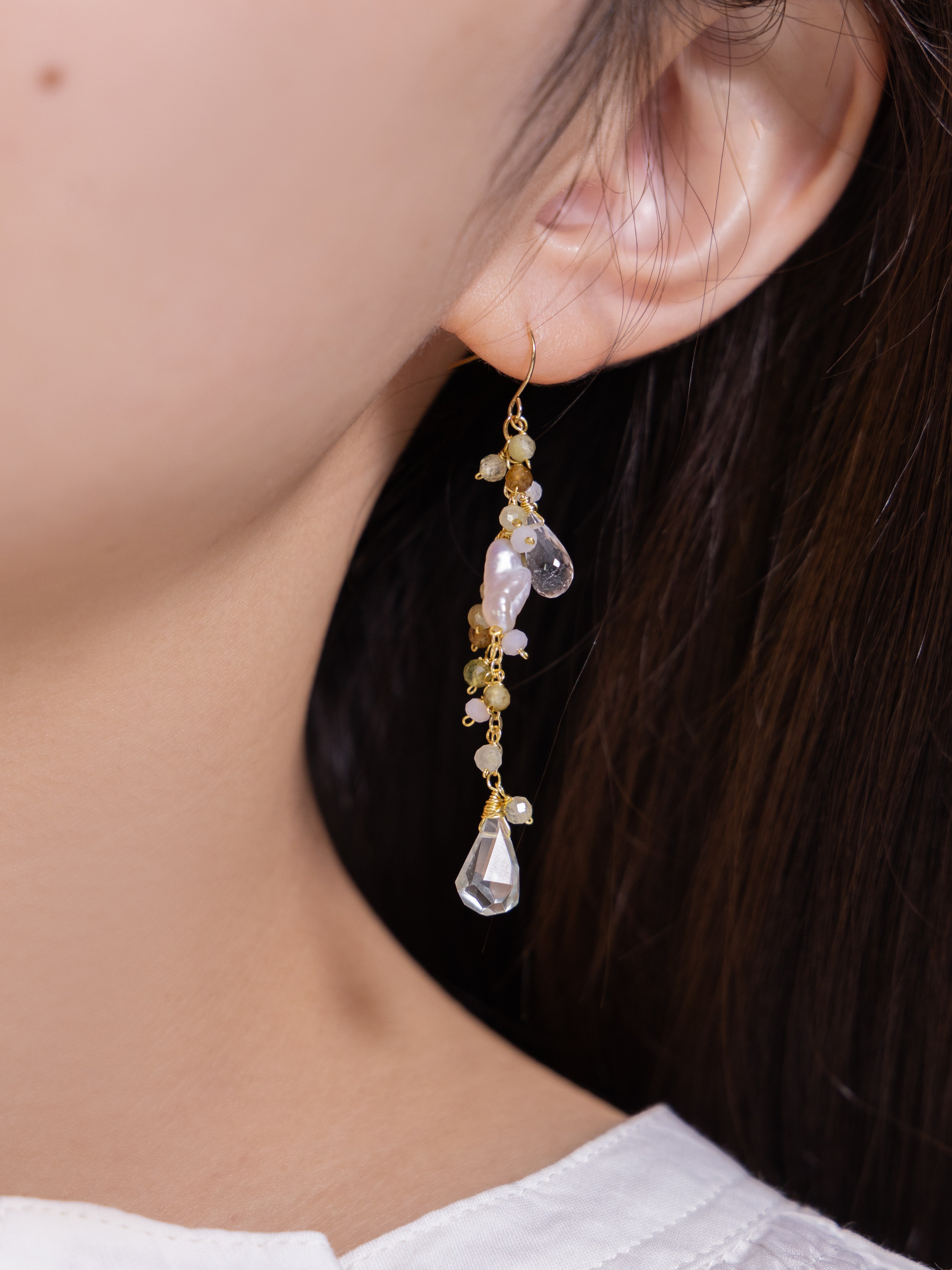 14kgf ピアス着用 耳元アップ イヤリング変更可 繊細なデザイン