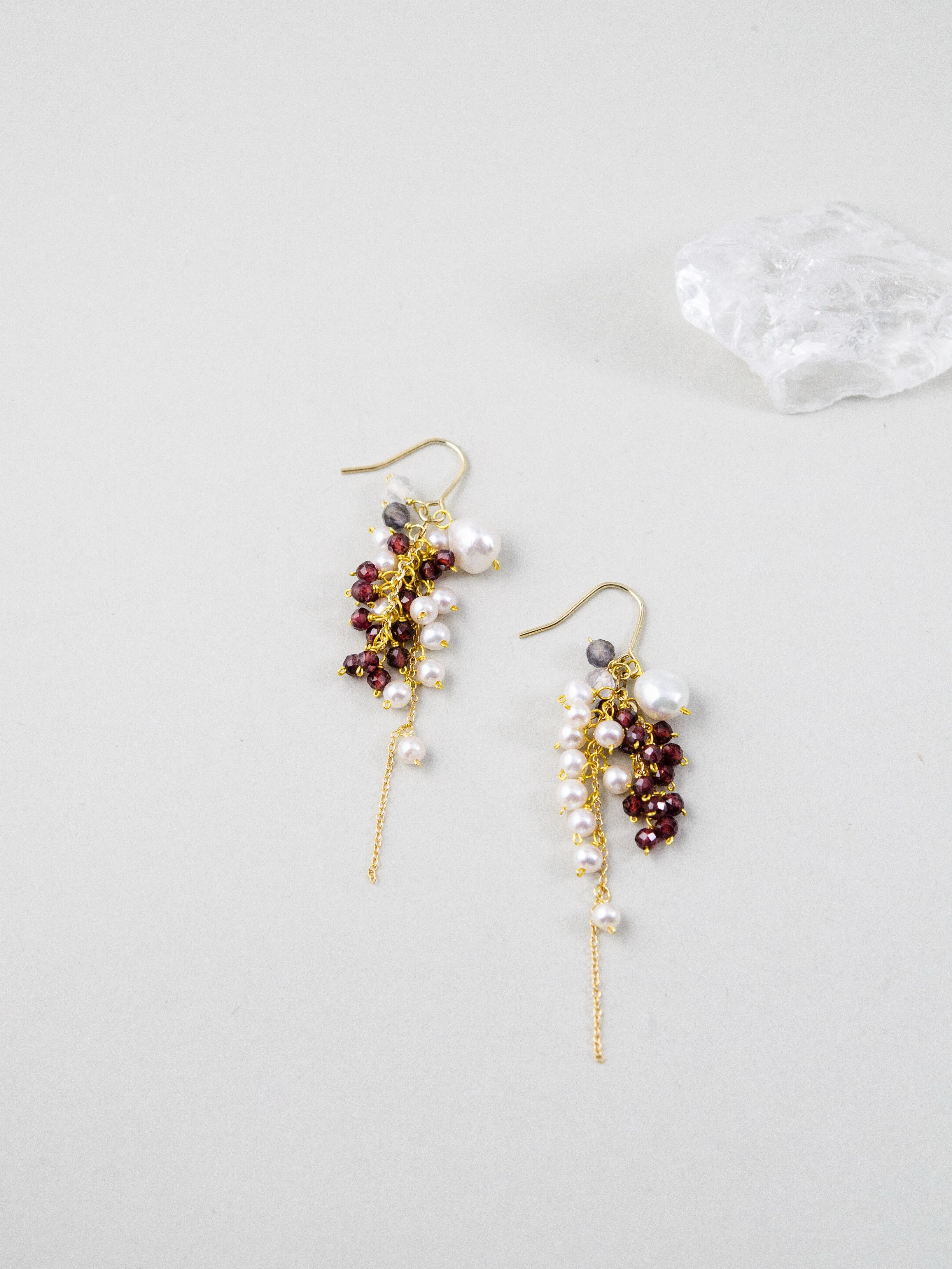 1月誕生石 6月誕生石 ピアス ペア 小粒 天然石 華奢