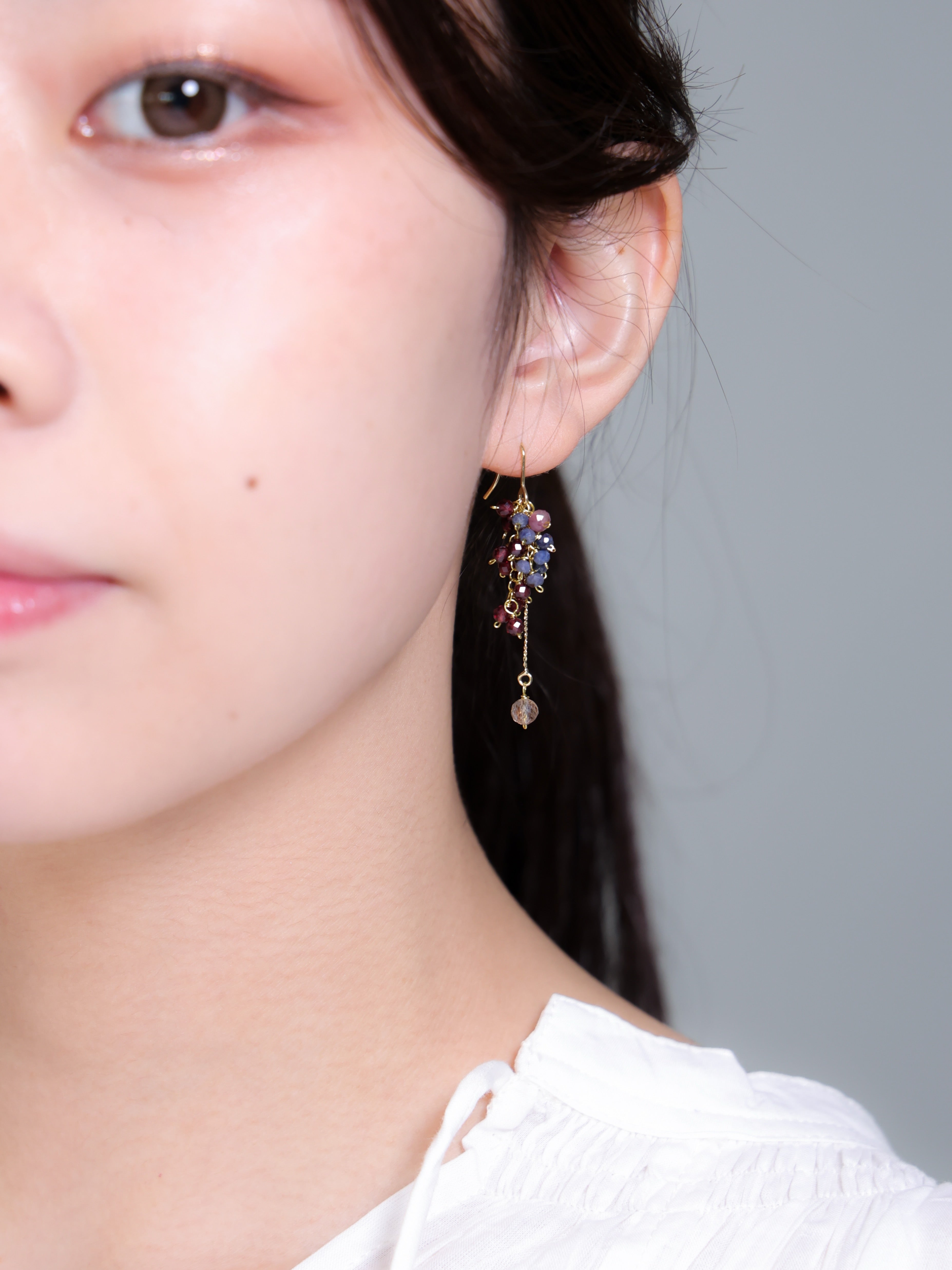 ガーネット & サファイア ピアス – LUCINE