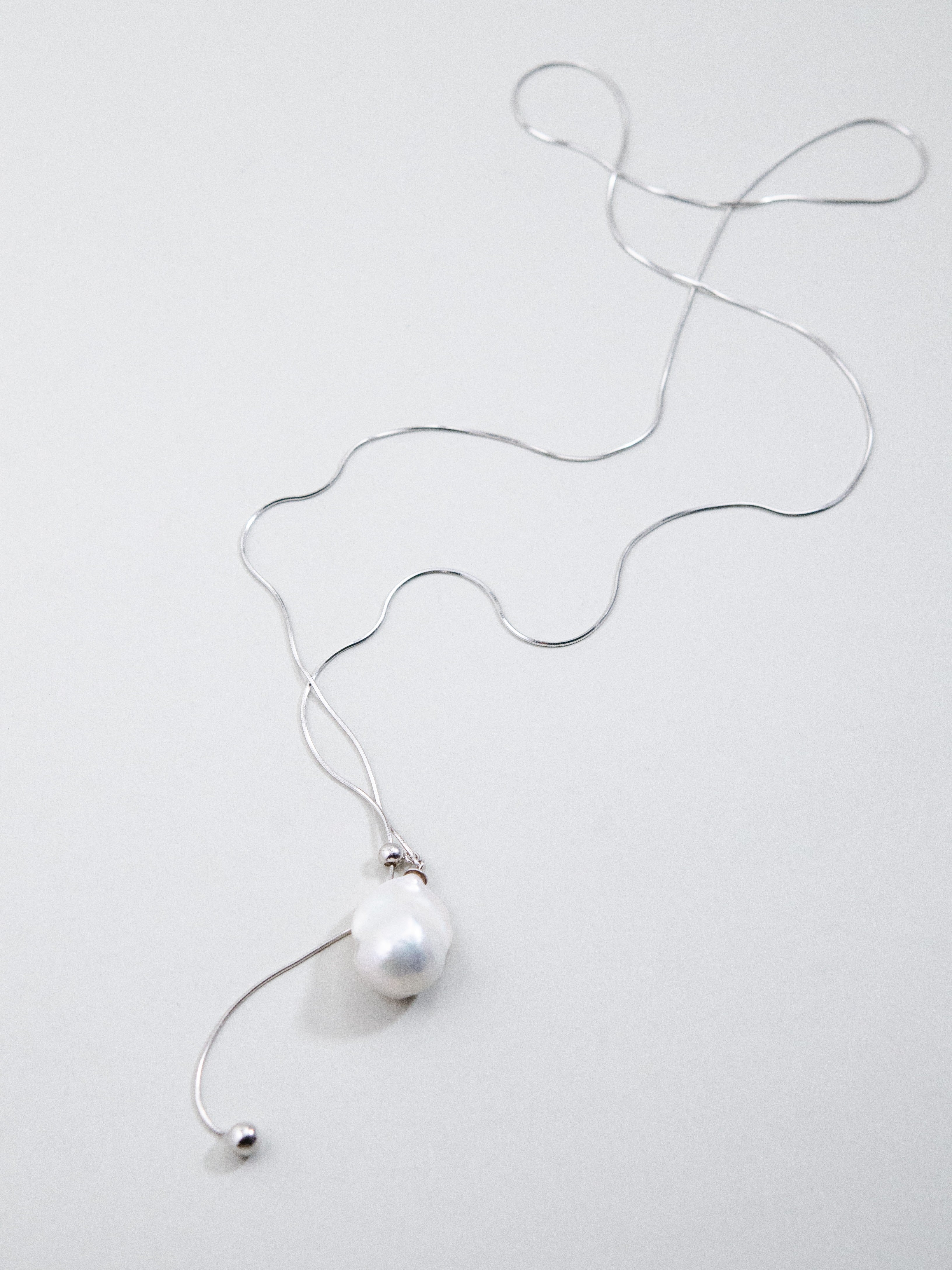 大粒パール ネックレス シルバー モード系 アクセサリー