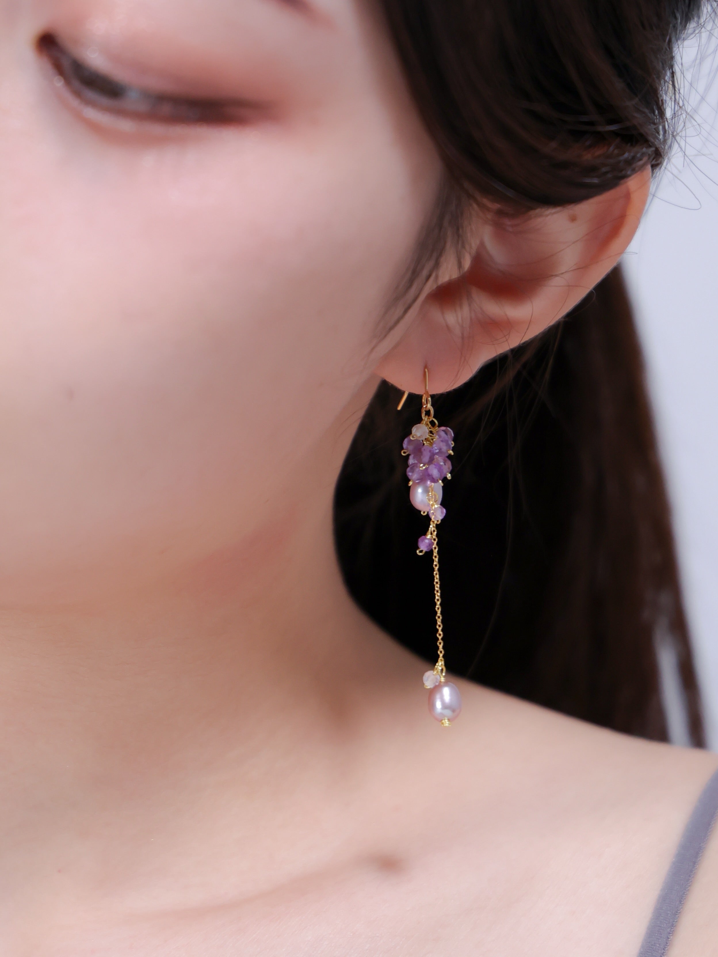 ラベンダーカラー アクセサリー コーデ きれいめ オフィス