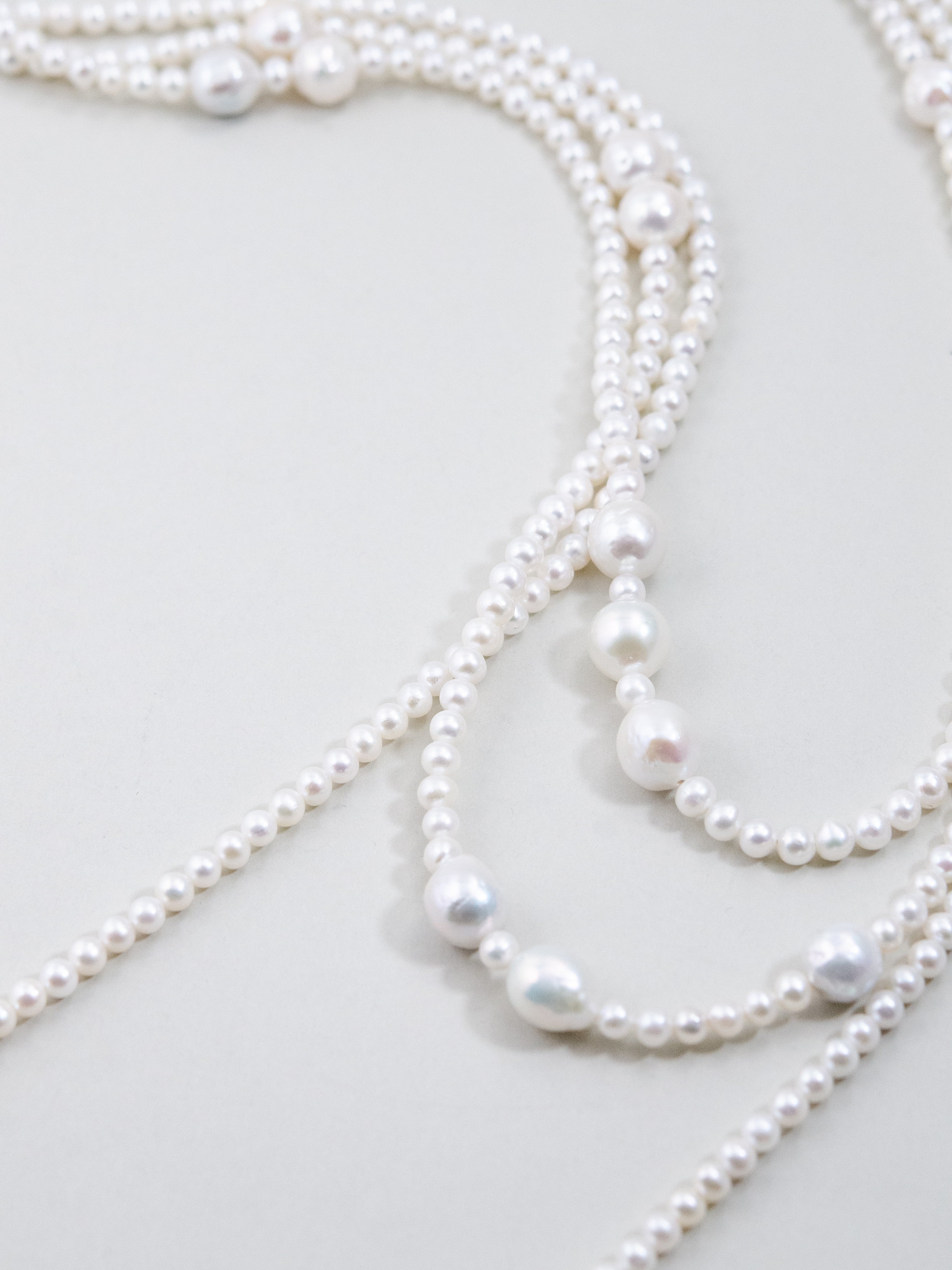 ロング ラリエット ネックレス スタンド掛け Y字アレンジ 大小バロックパール