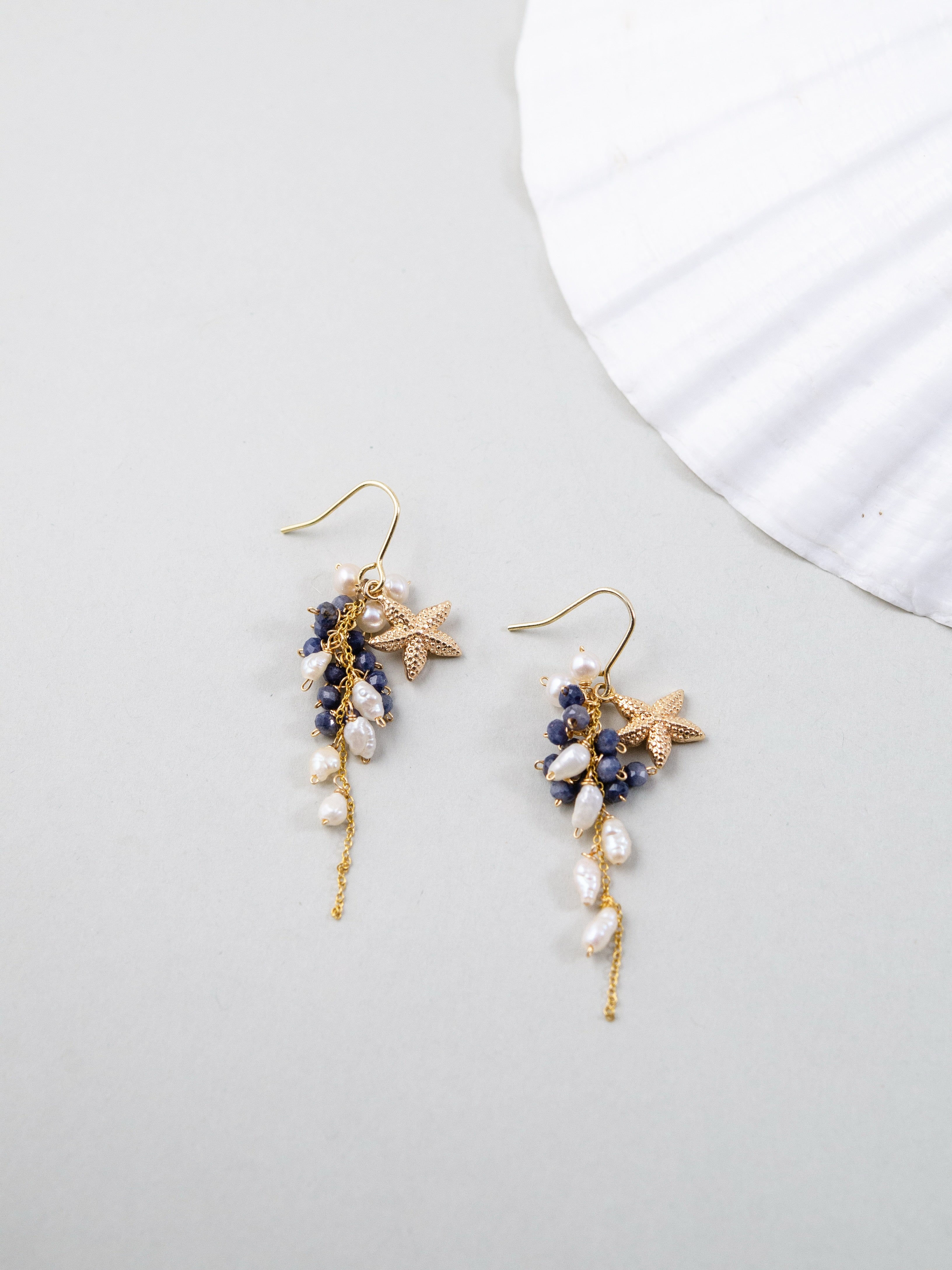 マリンテイスト ピアス 置き画 ヒトデ 淡水パール 夏 アクセサリー