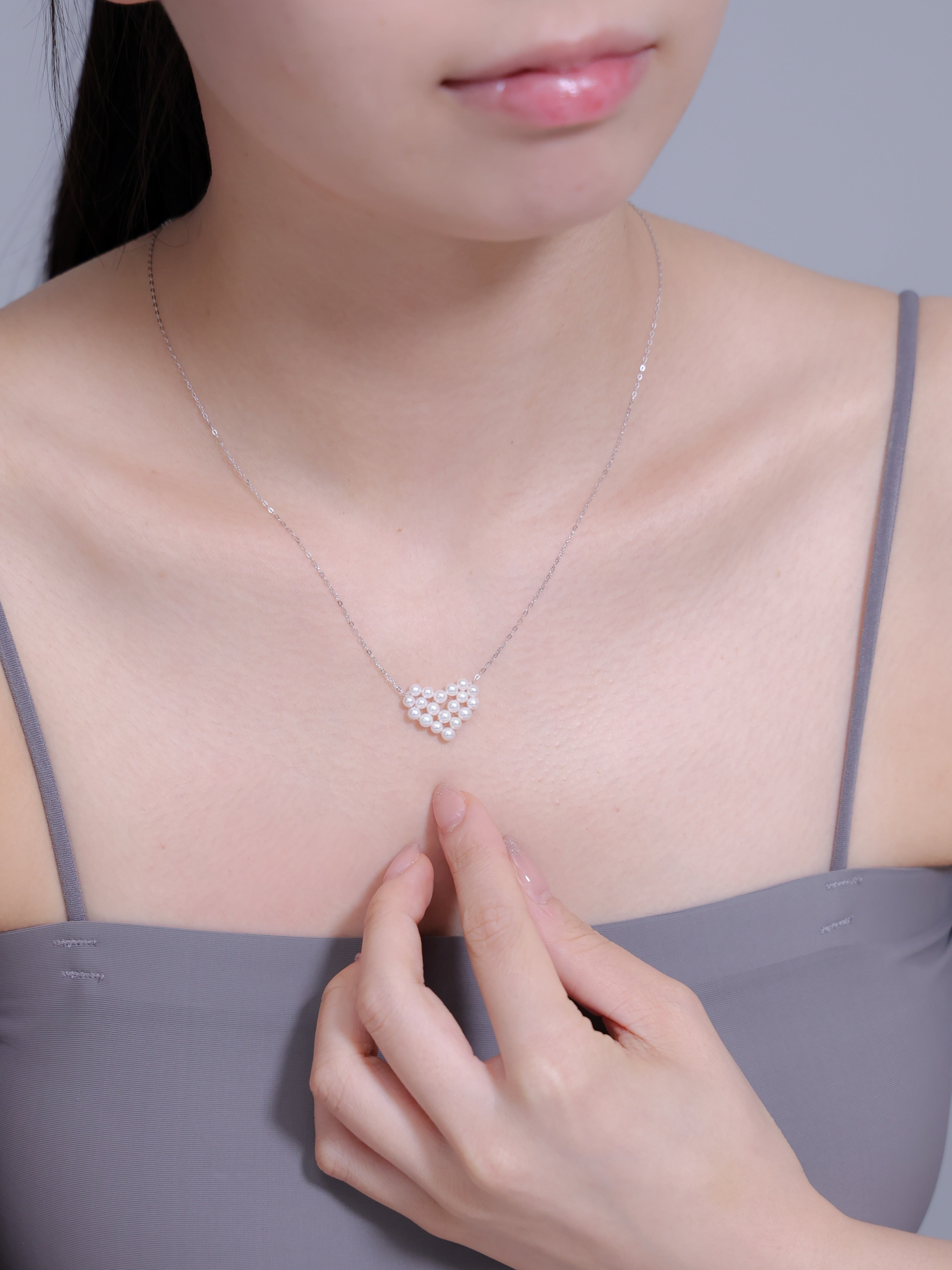 Pearl necklace パール v ネック ネックレス 淡水パール ハート