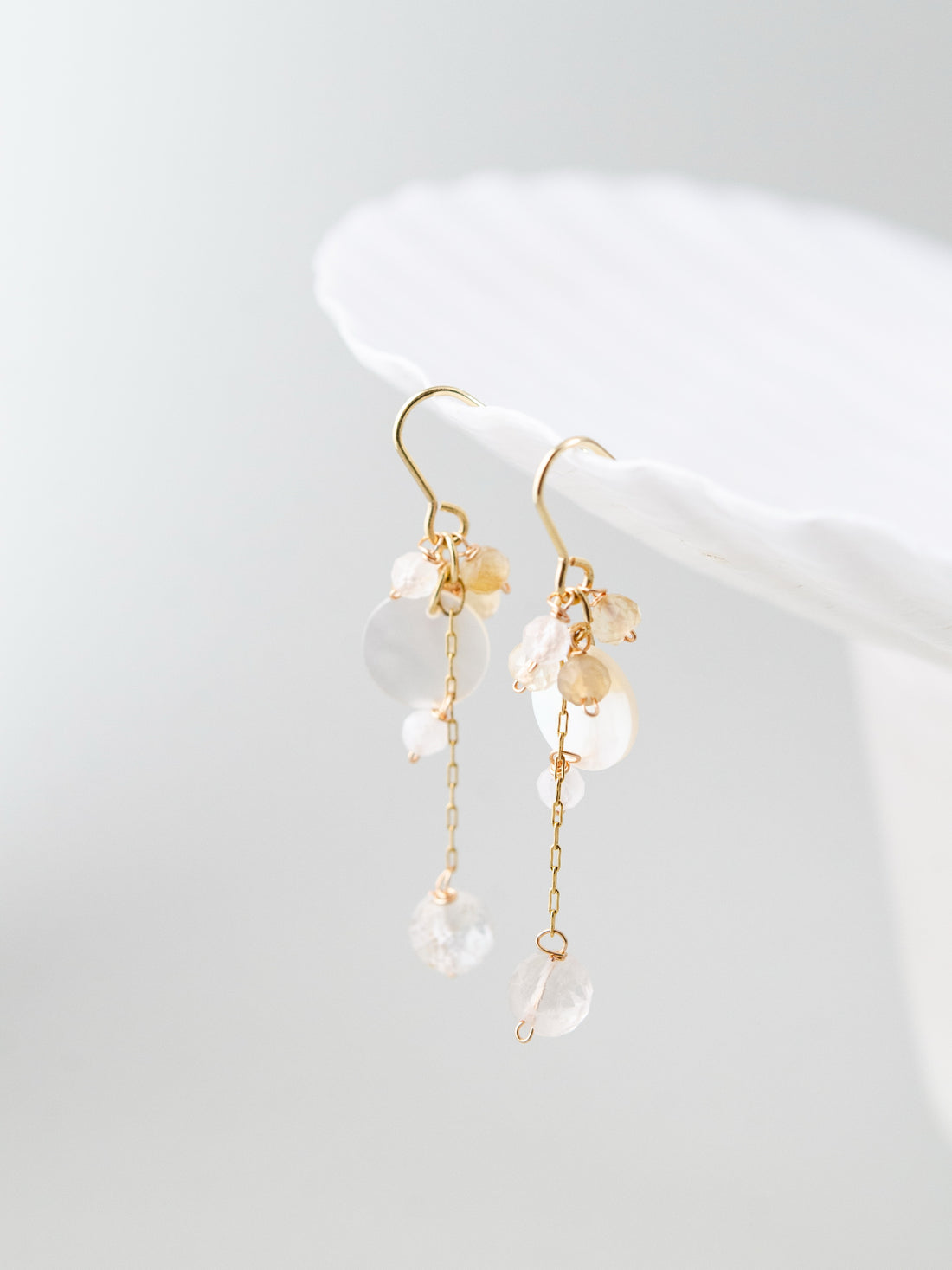 モルガナイト & シトリン ピアス 桜色と陽射し メイン画像 優しき愛と希望の光
