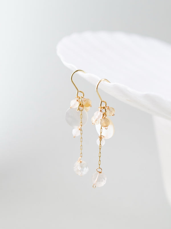モルガナイト & シトリン ピアス 桜色と陽射し メイン画像 優しき愛と希望の光