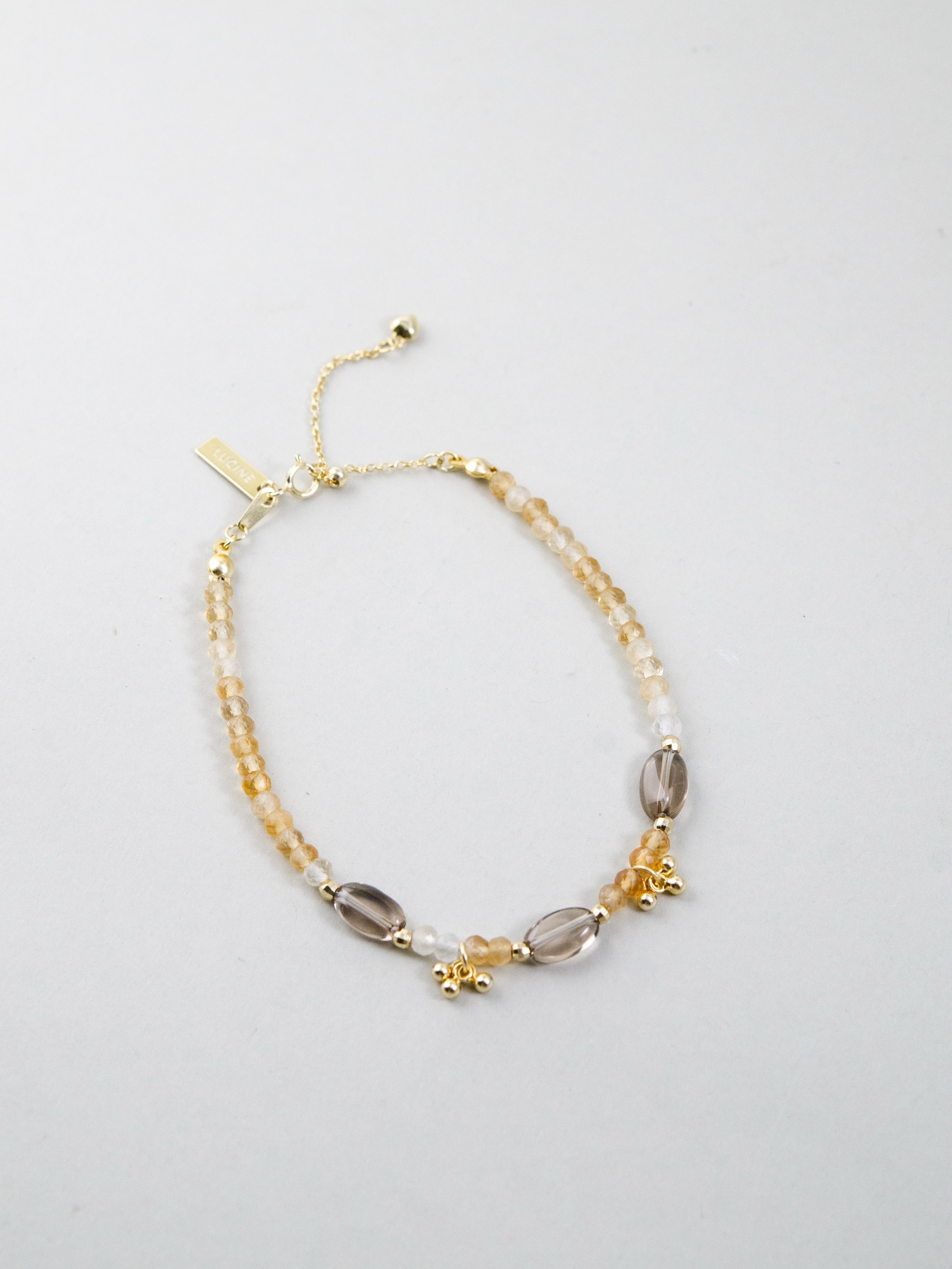 天然石 ブレスレット 置き画 シトリン スモーキークォーツ 11月誕生石