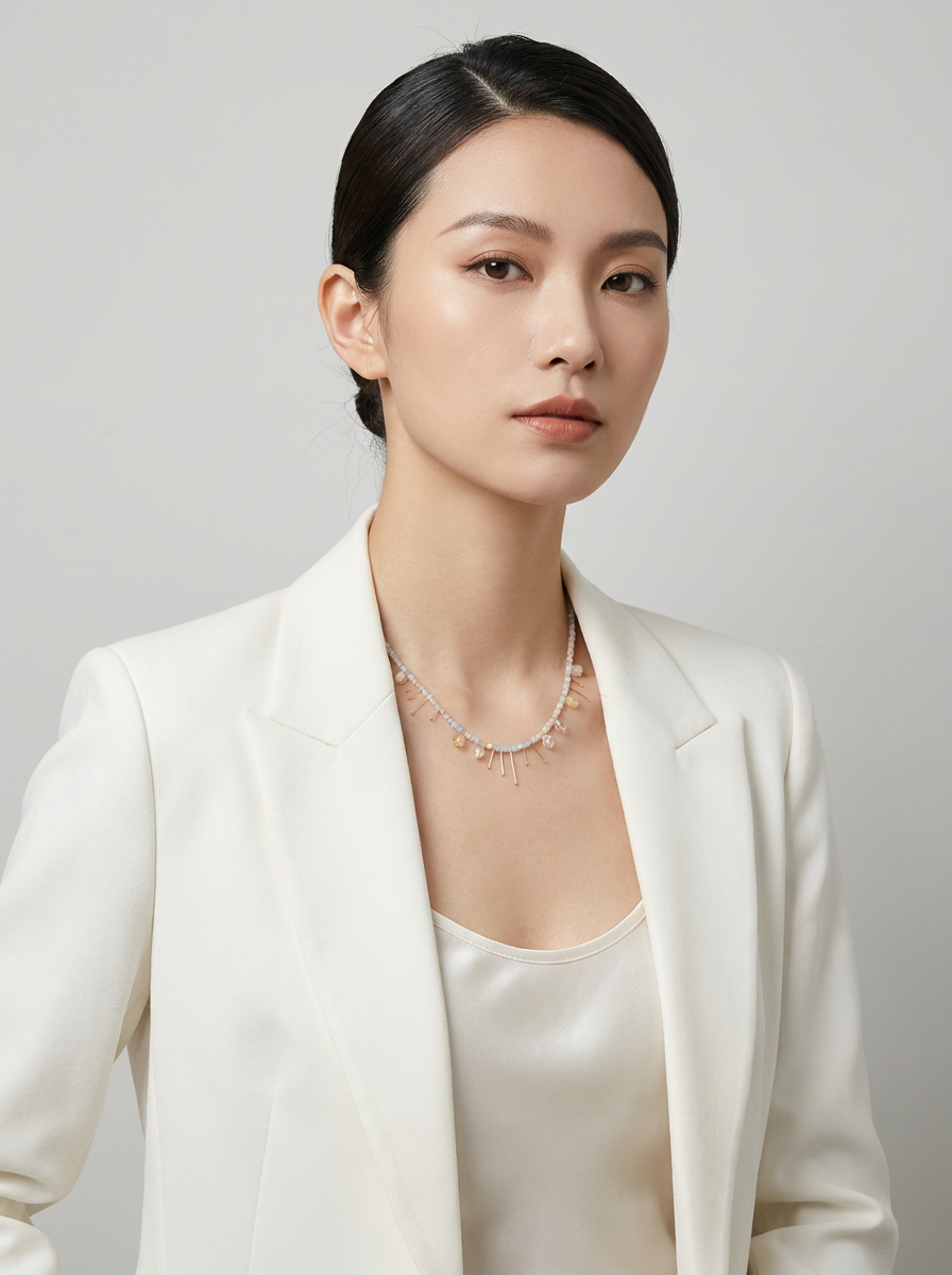 モルガナイト ネックレス〈春霞の雫〉- 4月誕生石 天然石 SV925