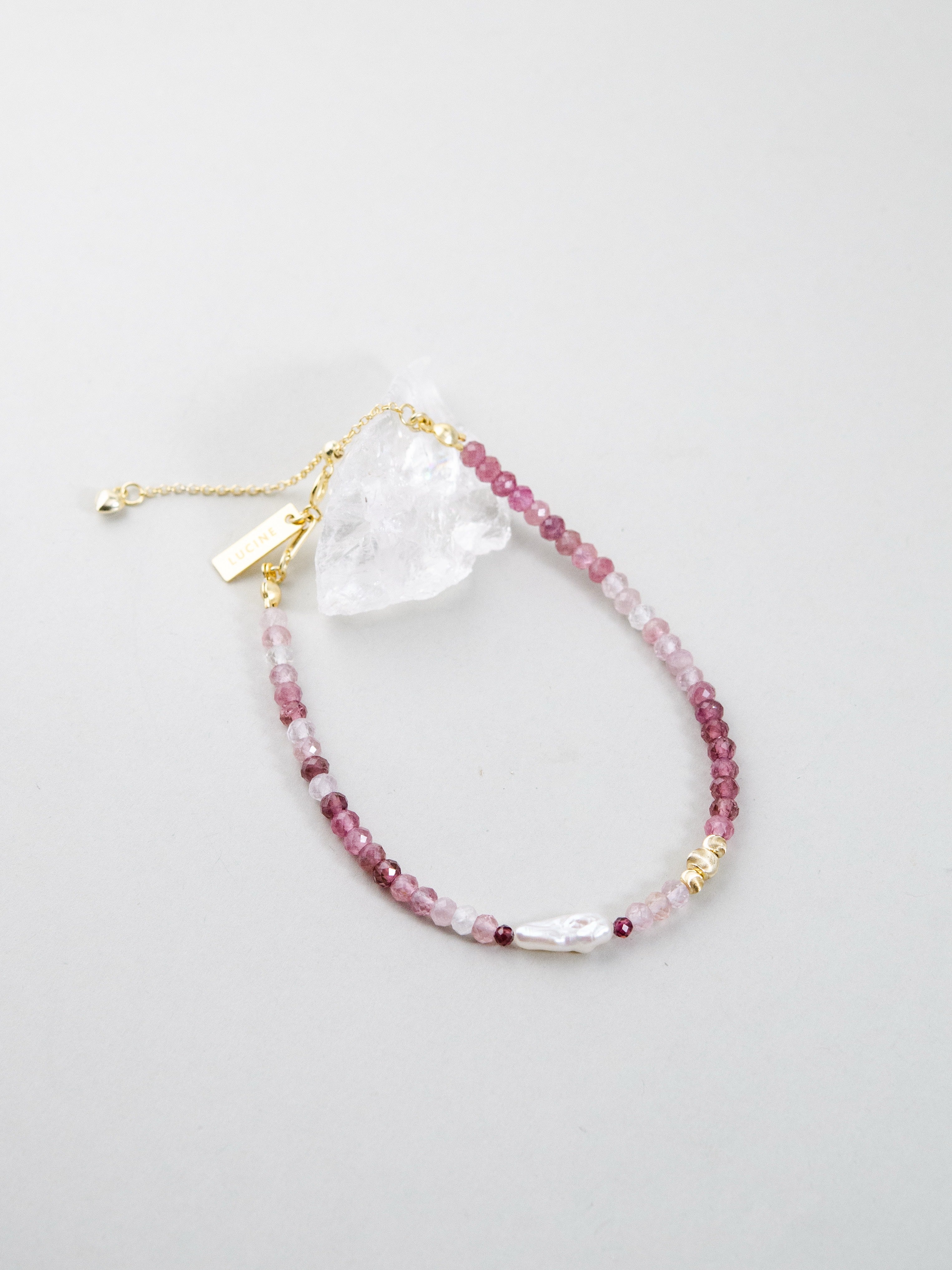 ピンク トルマリン & バロックパール ブレスレット 美しいグラデーション 愛の石 10月誕生石