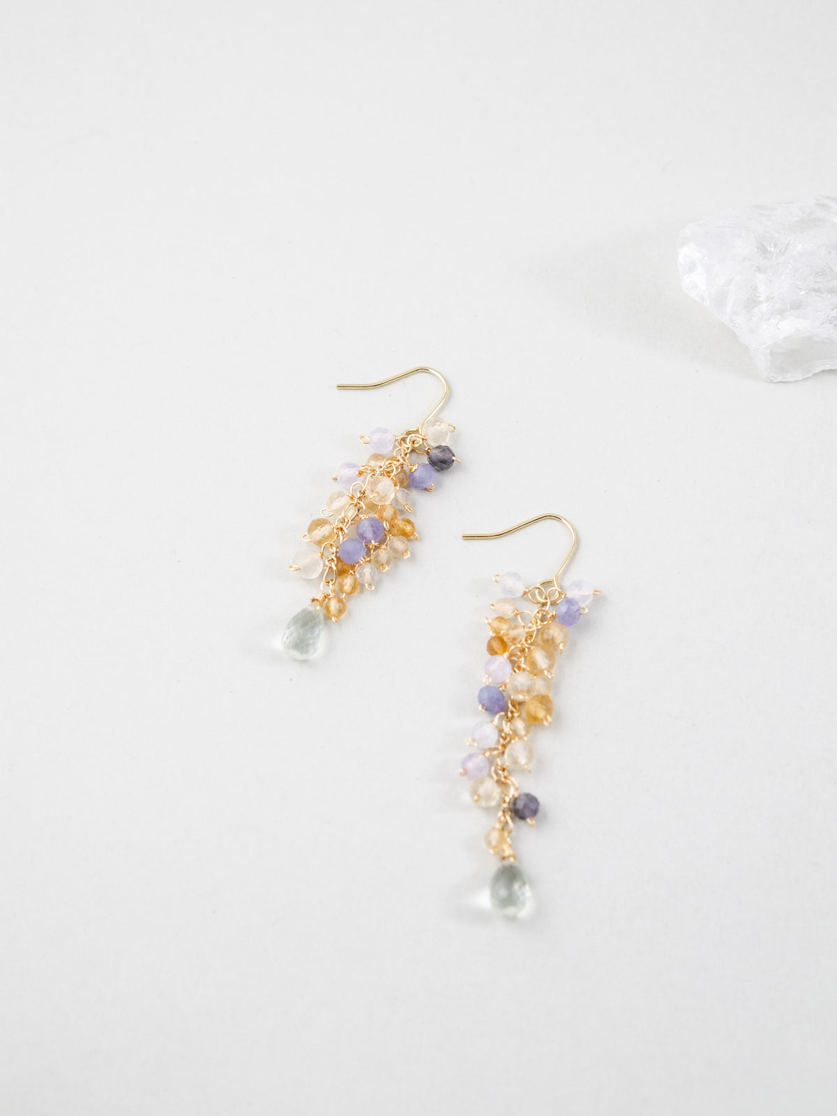 パワーストーン ピアス 置き画 水晶 クラスター 浄化 お守り