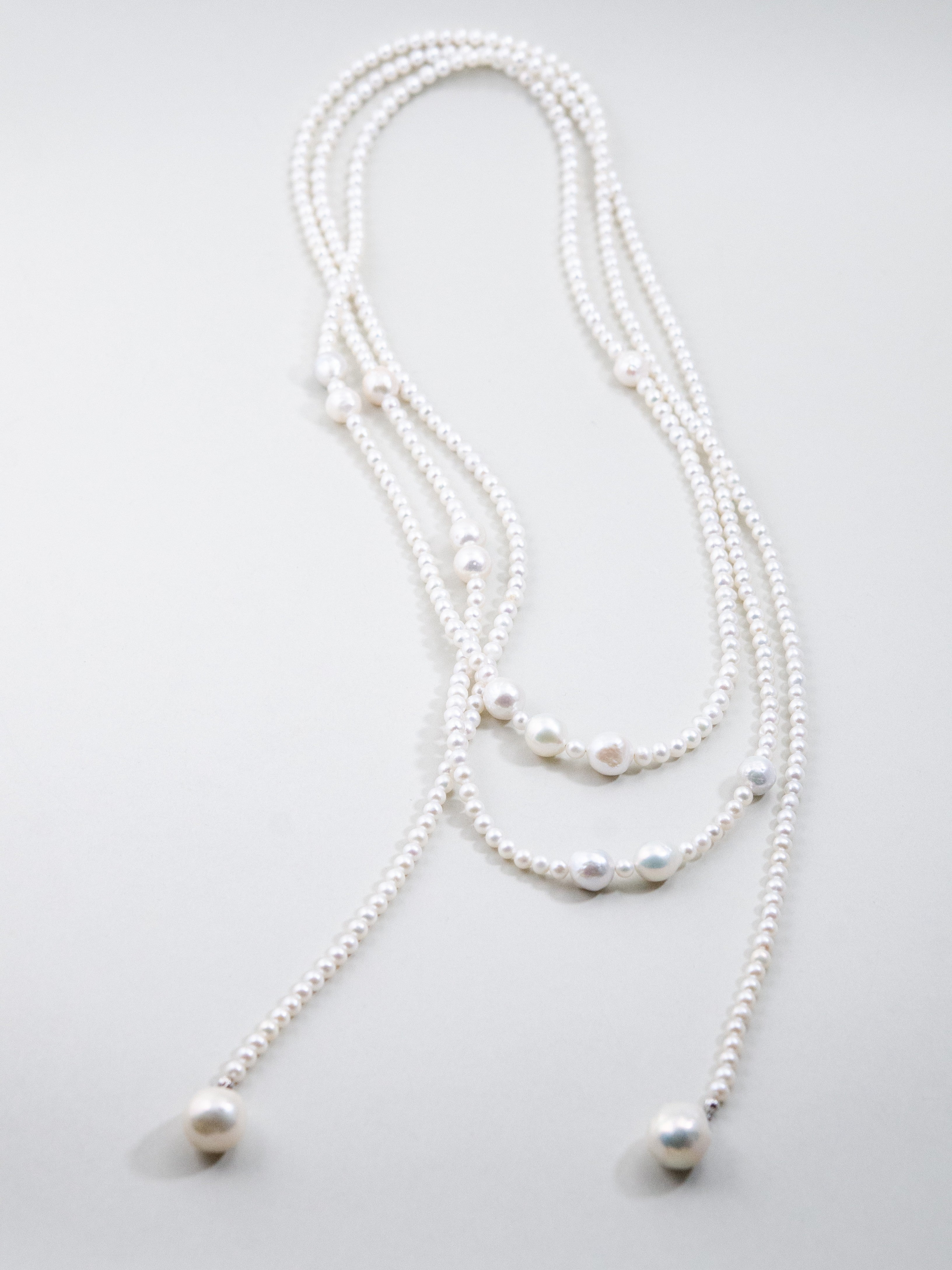 淡水パール×彩り天然石のロングラリエット シルバー925silver925 