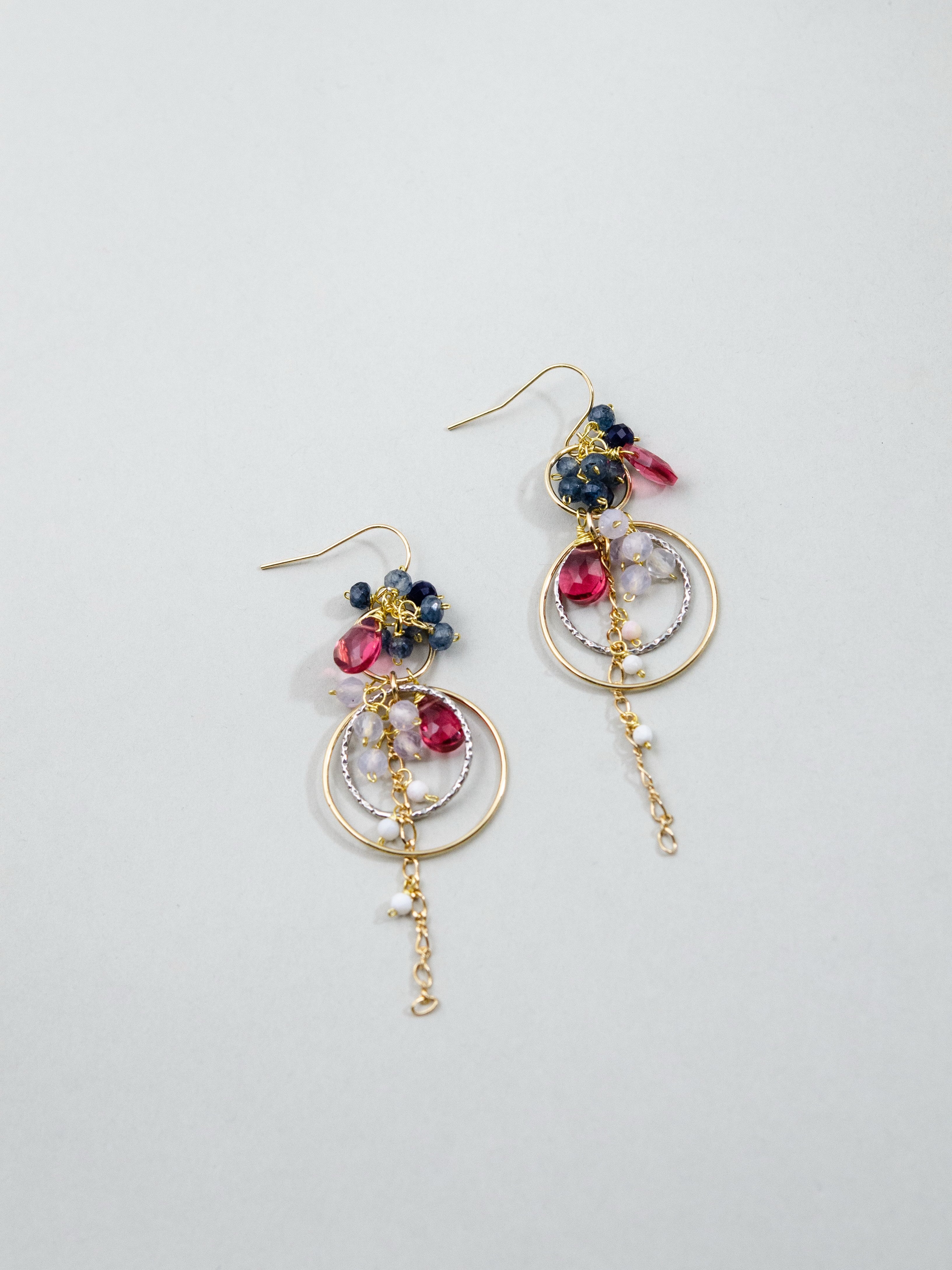 アイオライト & クォーツ ピアス｜フープ – LUCINE
