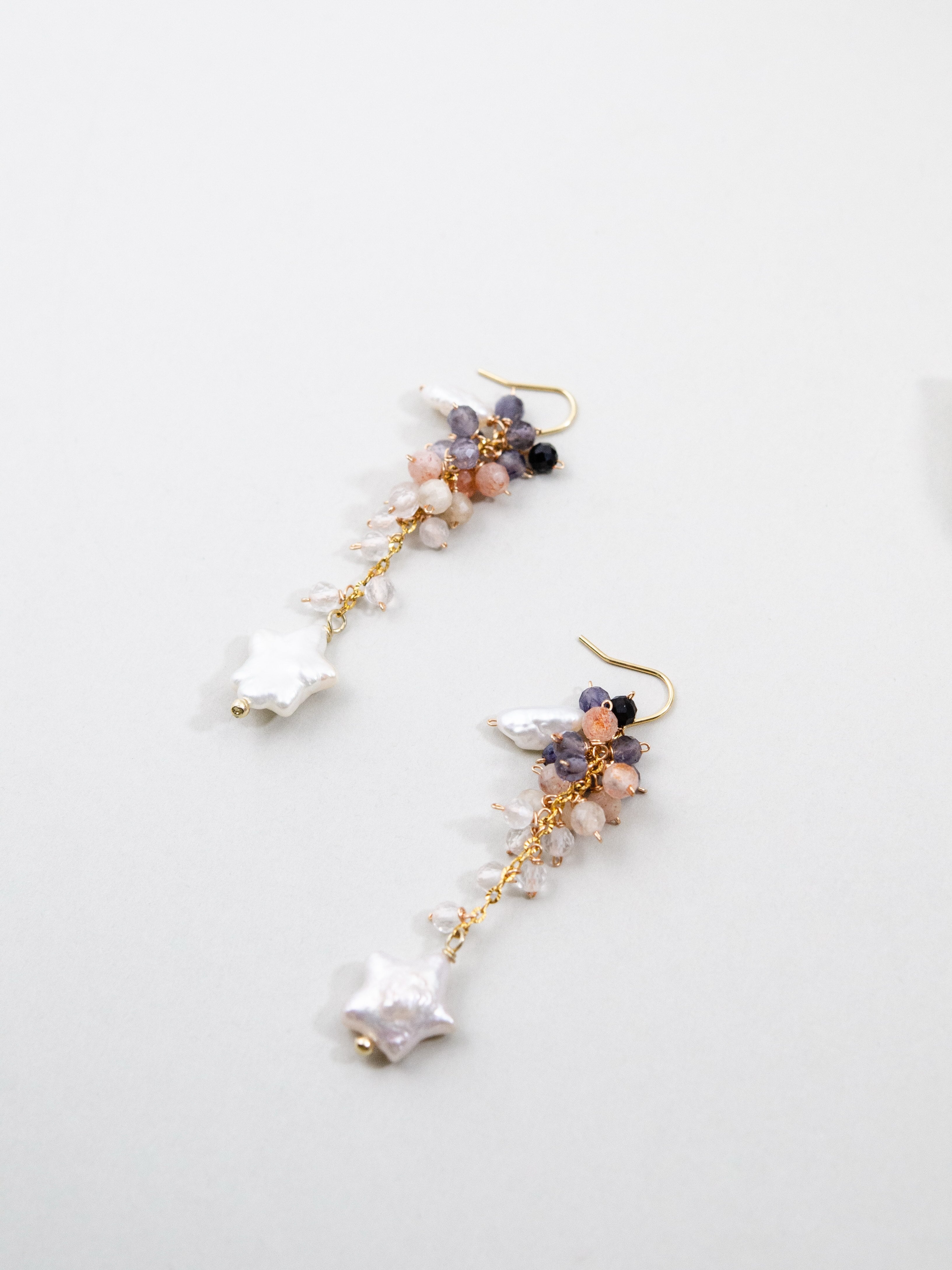 9月誕生石 アイオライト 6月誕生石 サンストーン ピアス ペア