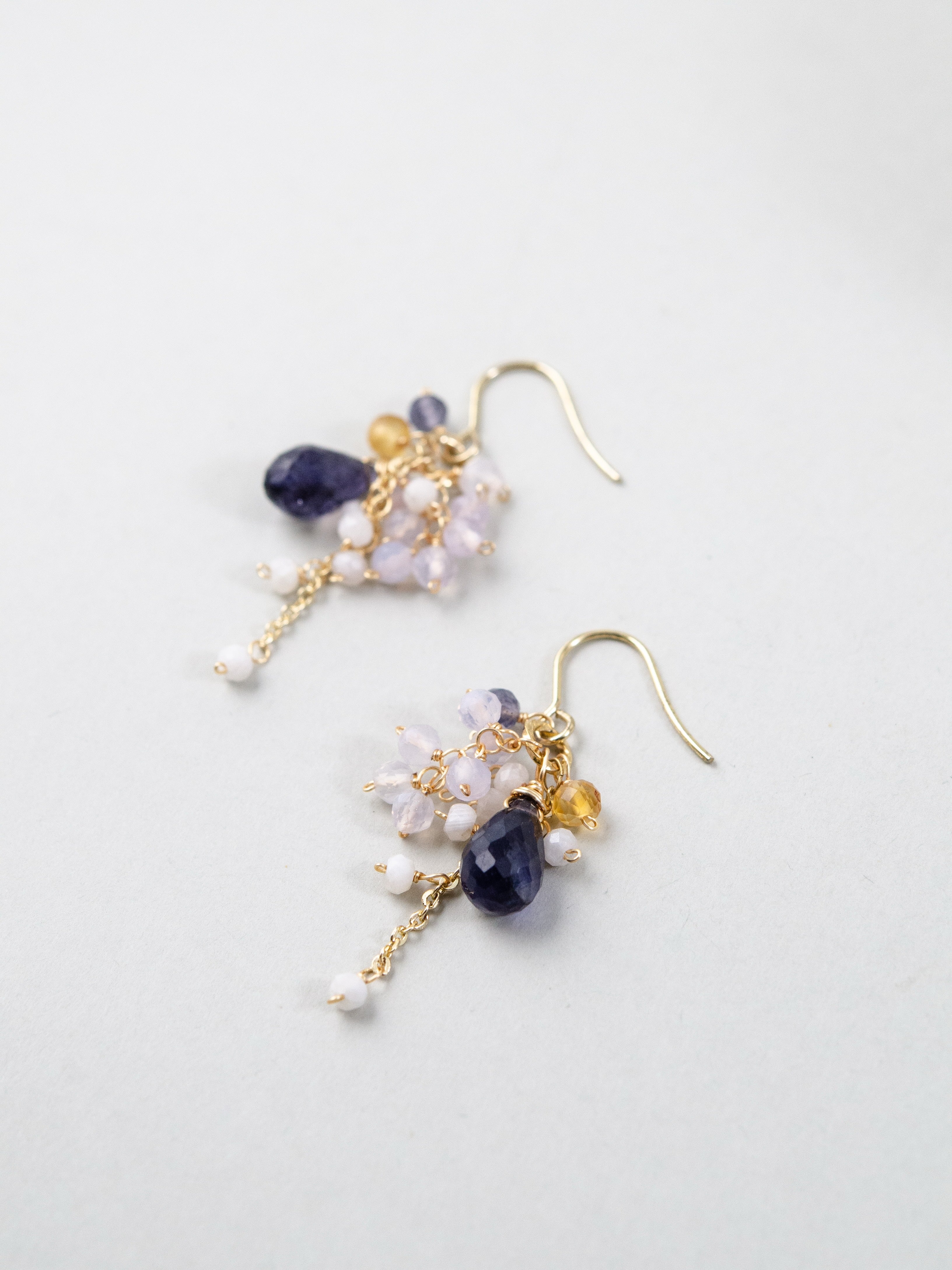 シンプル ピアス 置き画 ペア 天然石 ミックスカラー