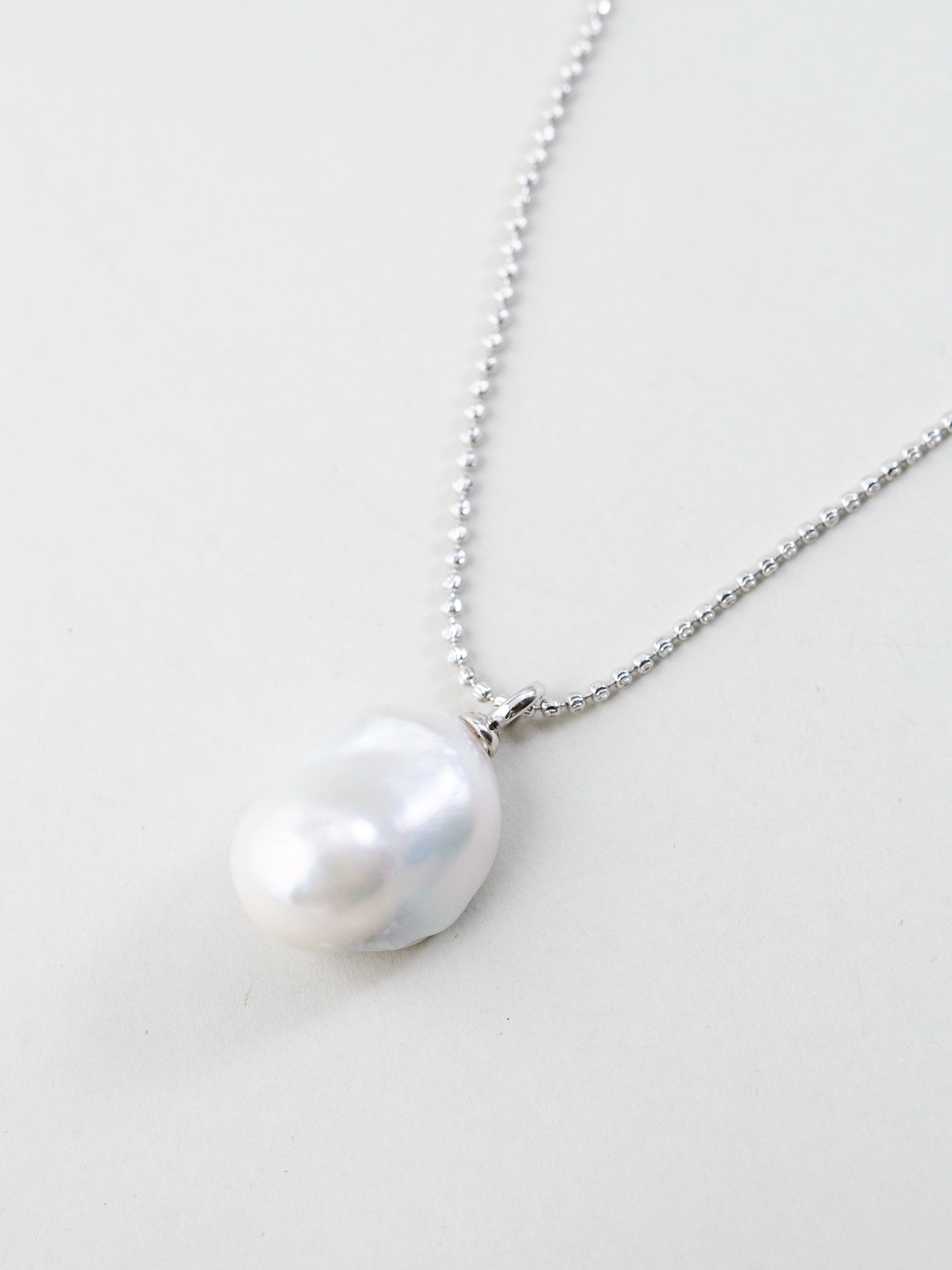 一粒パール ネックレス 斜め シンプル デザイン SV925 シルバー