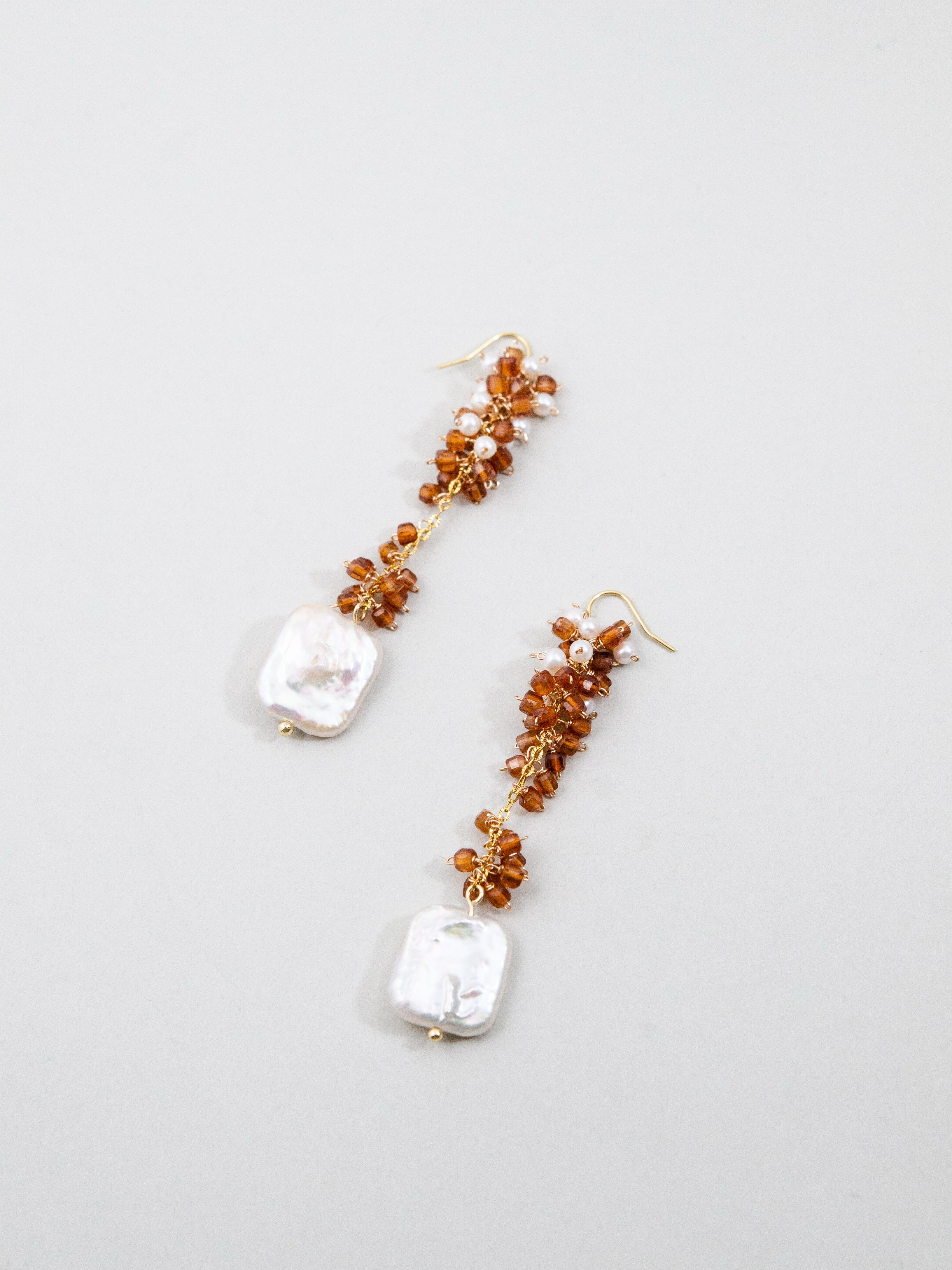 スペサルティンガーネット パール ピアス ハンドメイド 高品質