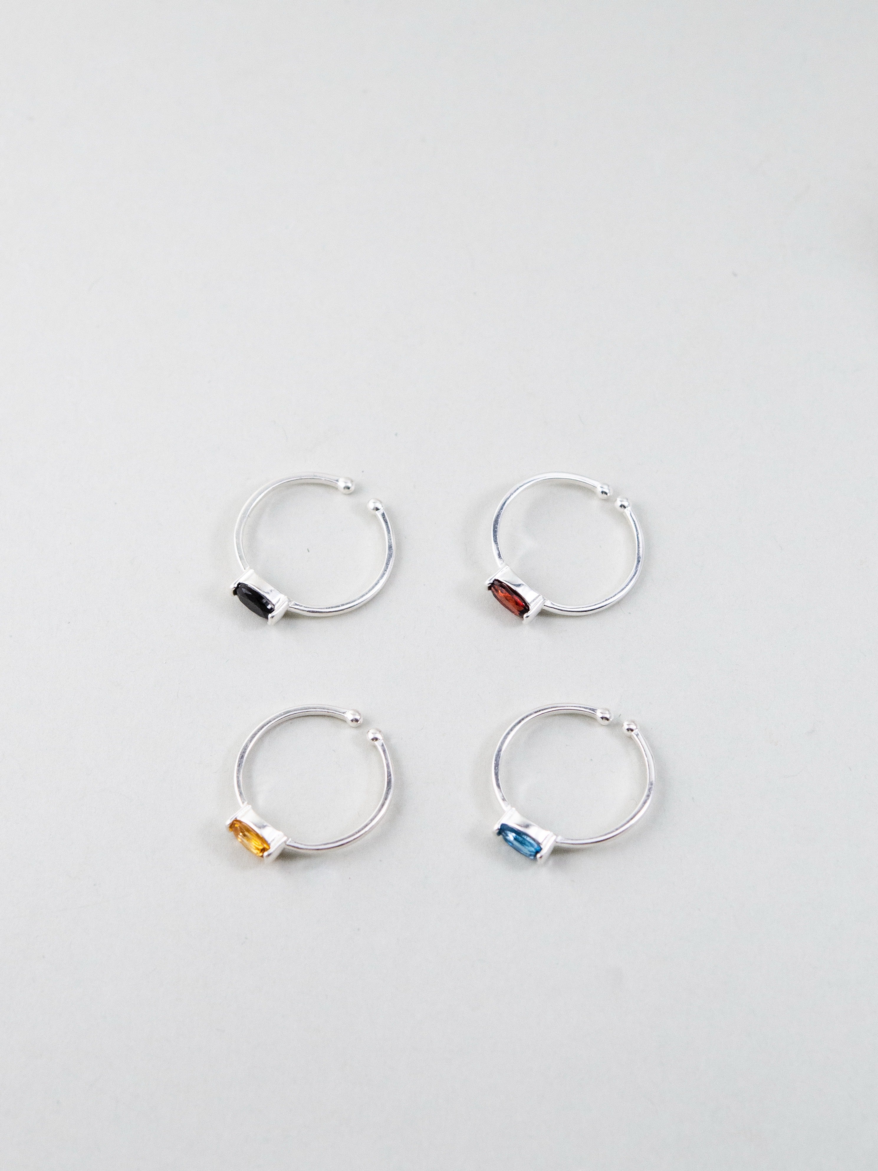 天然石リング 全4色バリエーション ガーネット・シトリン・トパーズ・スピネル